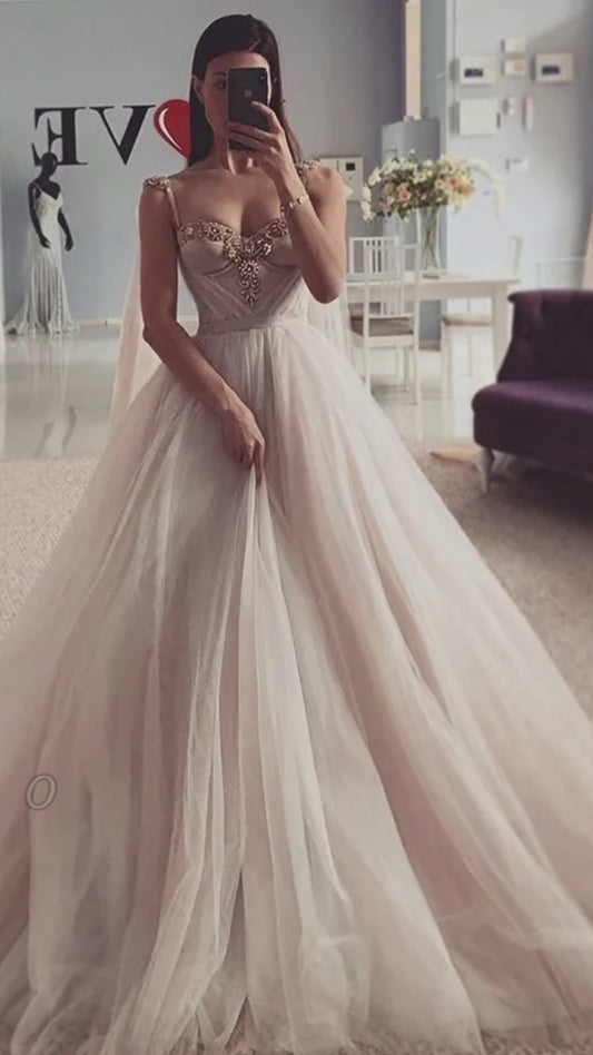 Robe de mariée de luxe avec cristaux de princesse sexy, pour les mariages à l'église et à la plage, 2023