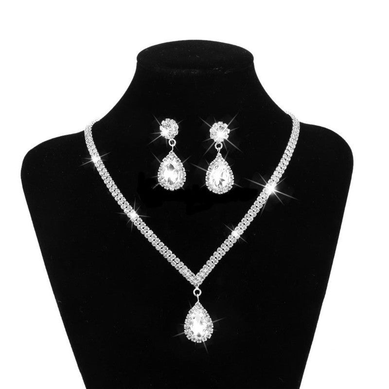 Set Di Gioielli Da Sposa Con Strass E Collana In Argento - Regalo Romantico Per Matrimonio, Fidanzata, Moglie - 5