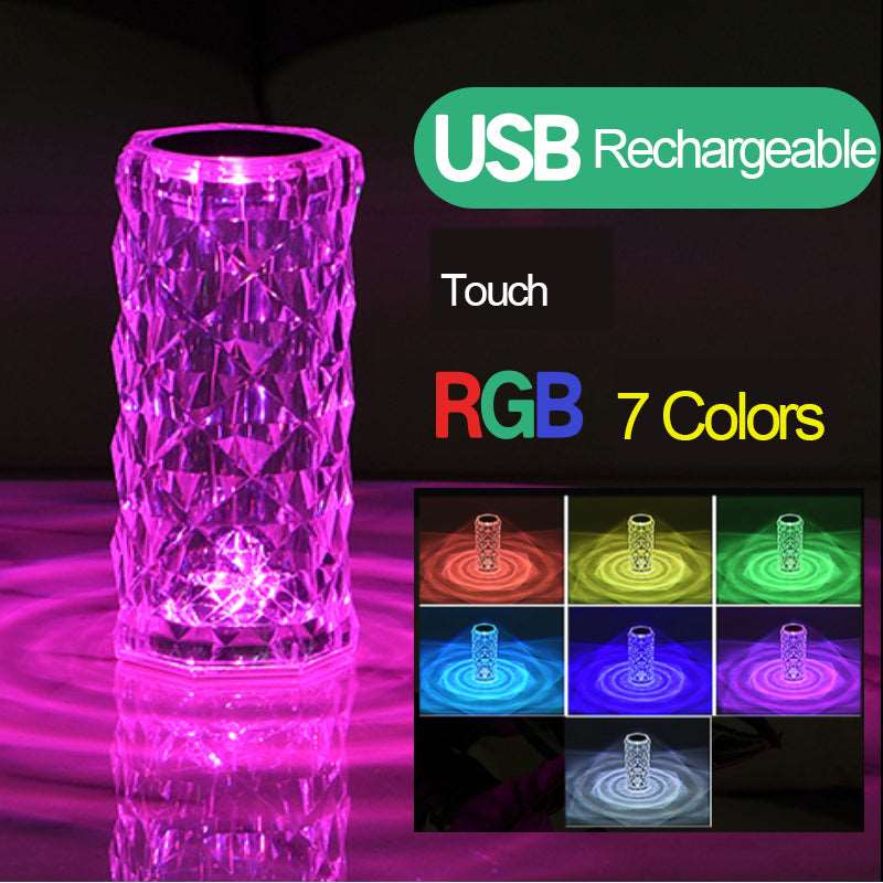 16 Colori Lampada da Tavolo in Cristallo con Luce Rosa - Atmosfera Romantica con Diamanti USB Touch per la Camera da Letto - Regalo per Sposi Appena Sposati - Bridetobe.it