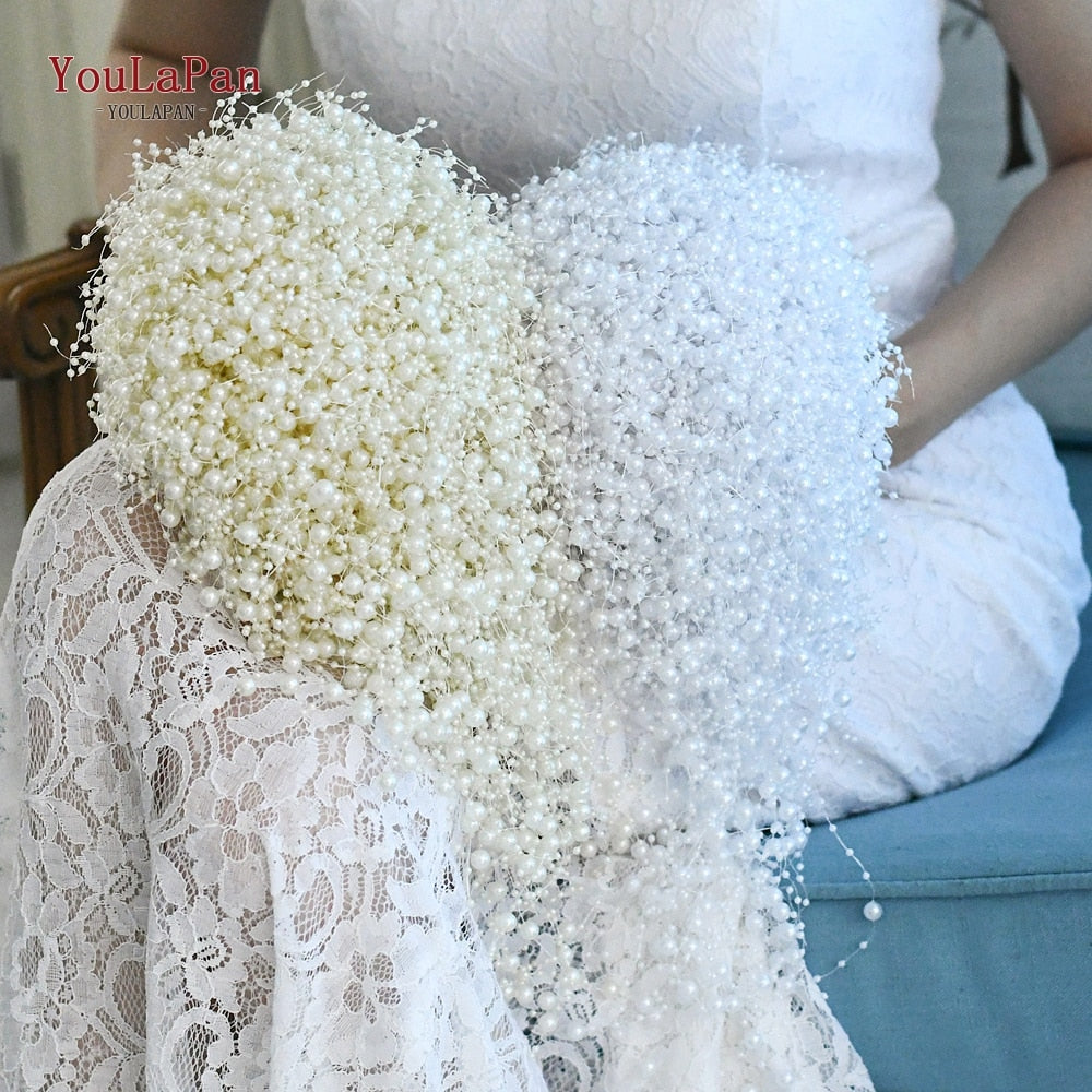 Bouquet da sposa in viscosa con strass e perle - Colore avorio e bianco - Bridetobe.it