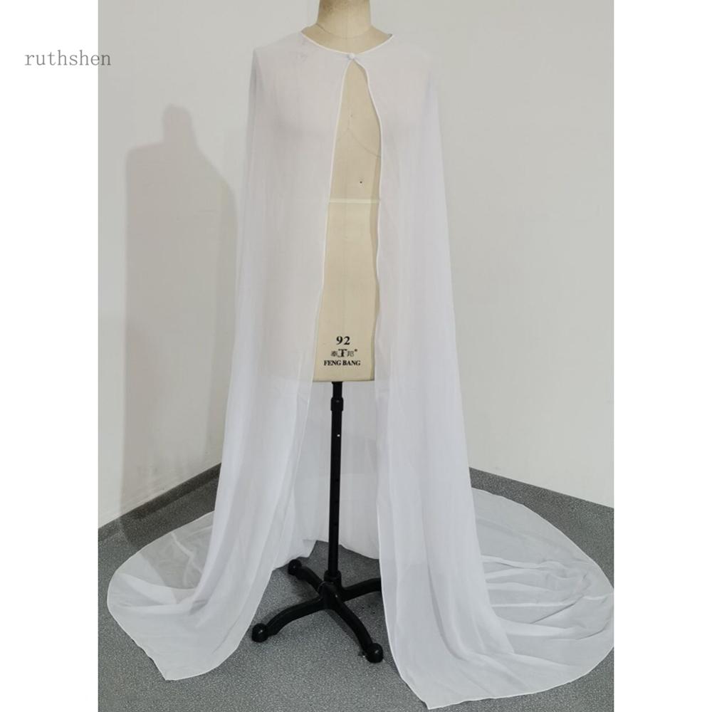 Mantello da sposa in chiffon lungo fino al pavimento, bianco avorio, bolero a giacca lunga, avvolgente da sposa fatto a mano - Bridetobe.it