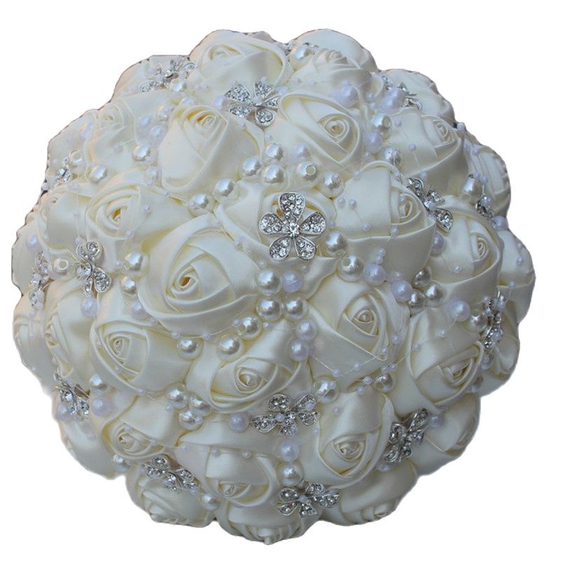 Bouquet da sposa in seta artificiale con perle e strass - Bridetobe.it