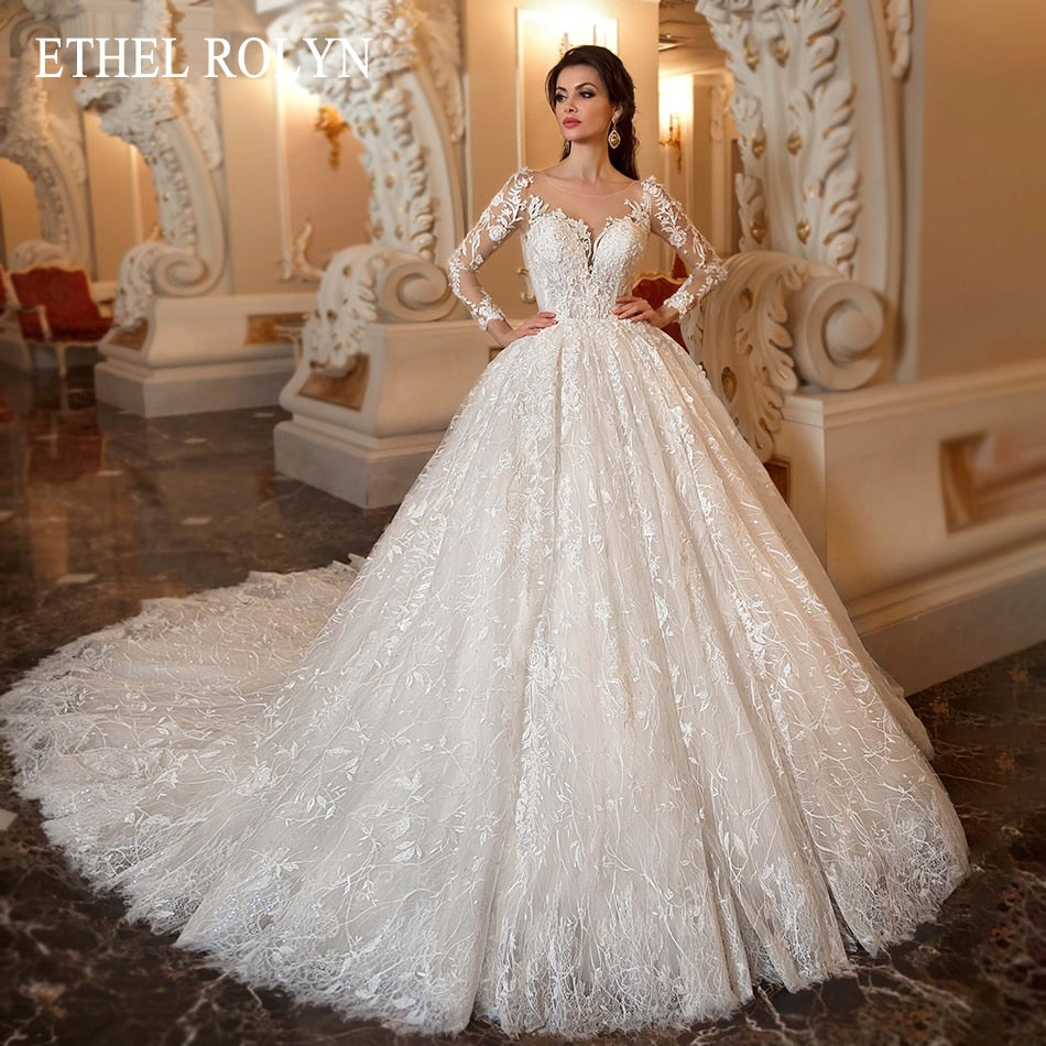 Abito da Sposa di Lusso per Donne 2023 con Maniche Lunghe, Applicazioni di Perline e Stile Vintage - Vestito Principessa Vestidos De Novia