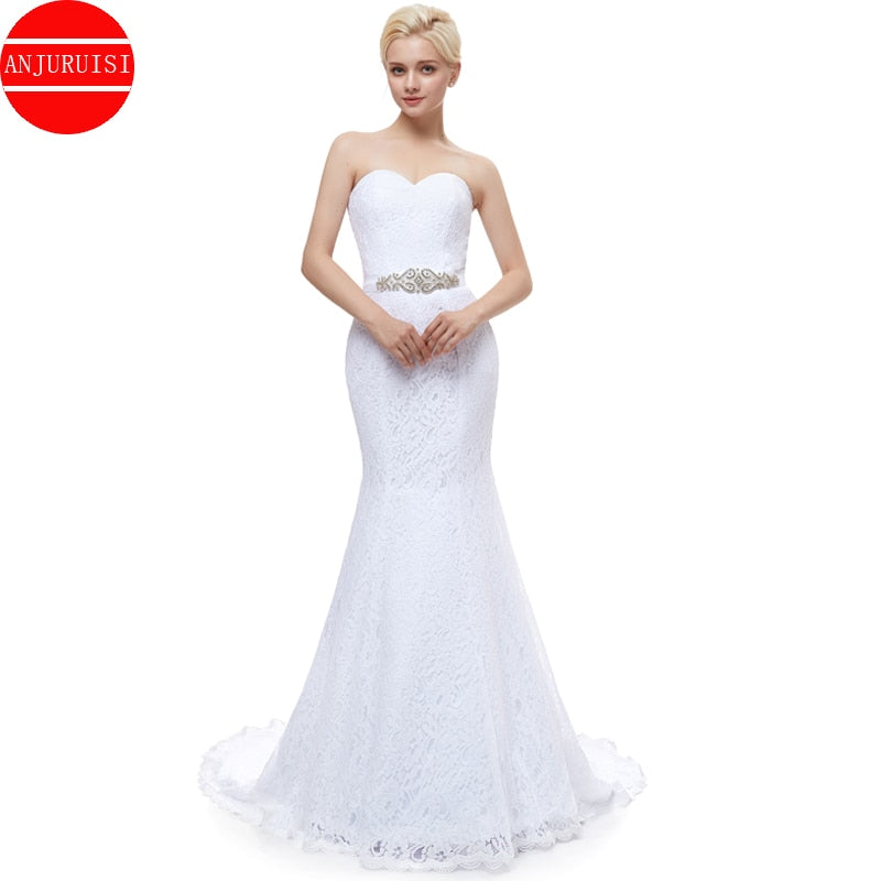 Abito da Sposa Sirena in Pizzo Bianco Elegante - Bridetobe.it