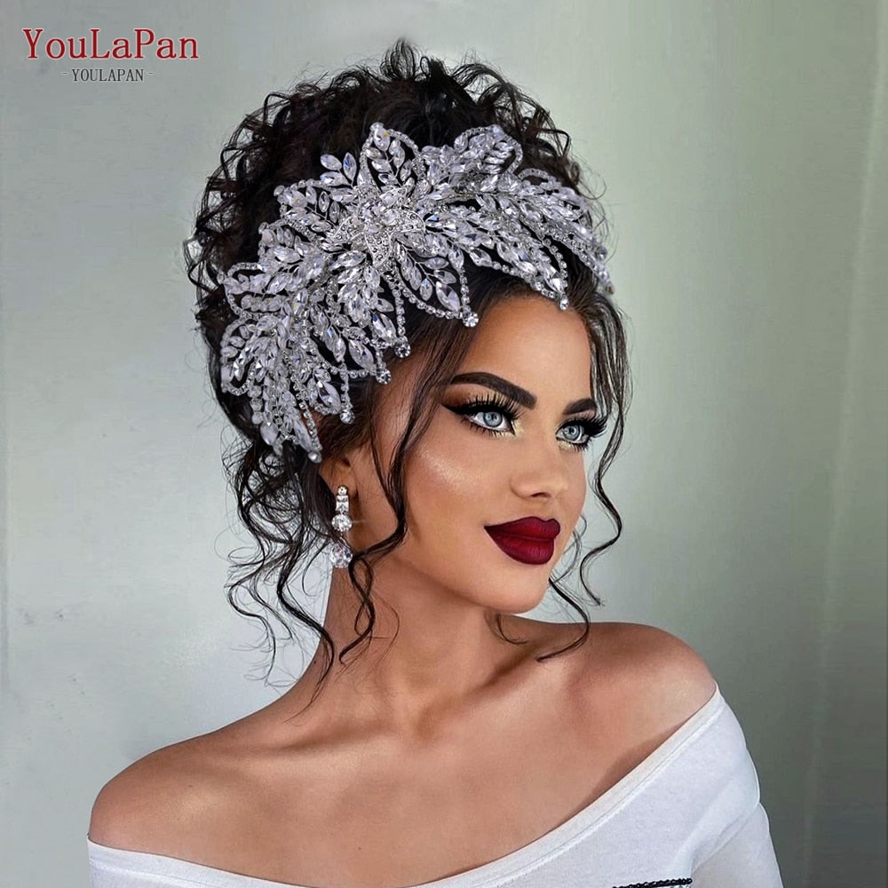 Fasce per capelli da sposa di lusso fatti a mano a forma di fiore con cristalli - Bridetobe.it