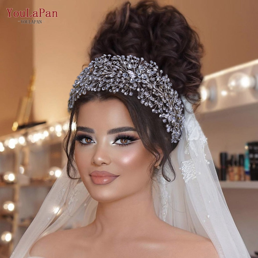 Accessori capelli sposa diadema di lusso a forma di fiore con strass fatti a mano - Bridetobe.it