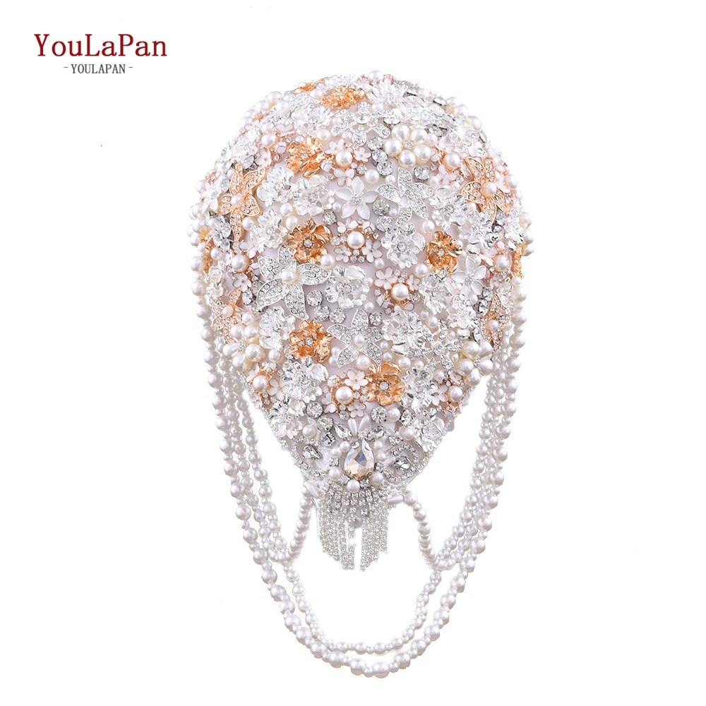 Bouquet da sposa in viscosa con strass e perle - Colore avorio e bianco - Bridetobe.it