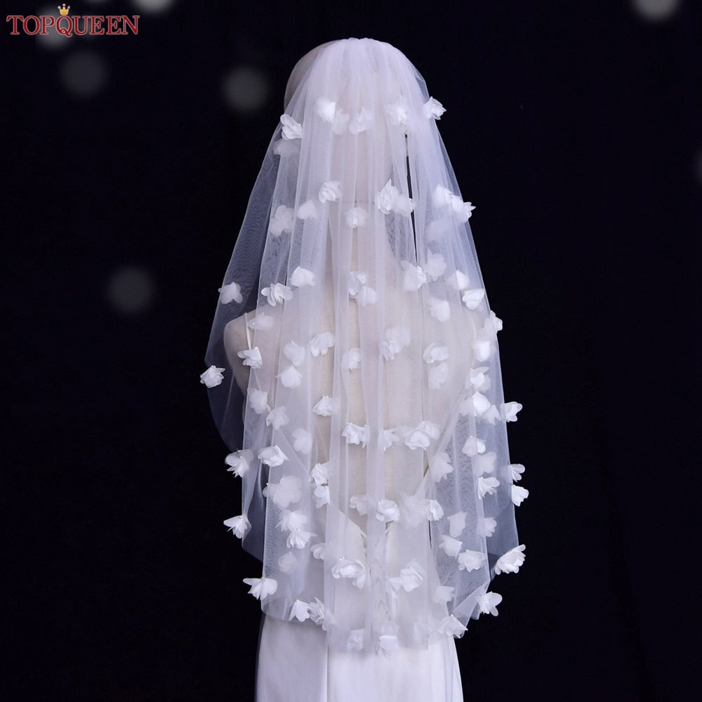 Velo da sposa fatto a mano con fiori 3D - Velo da sposa lussuoso con veli nuziali - Bridetobe.it