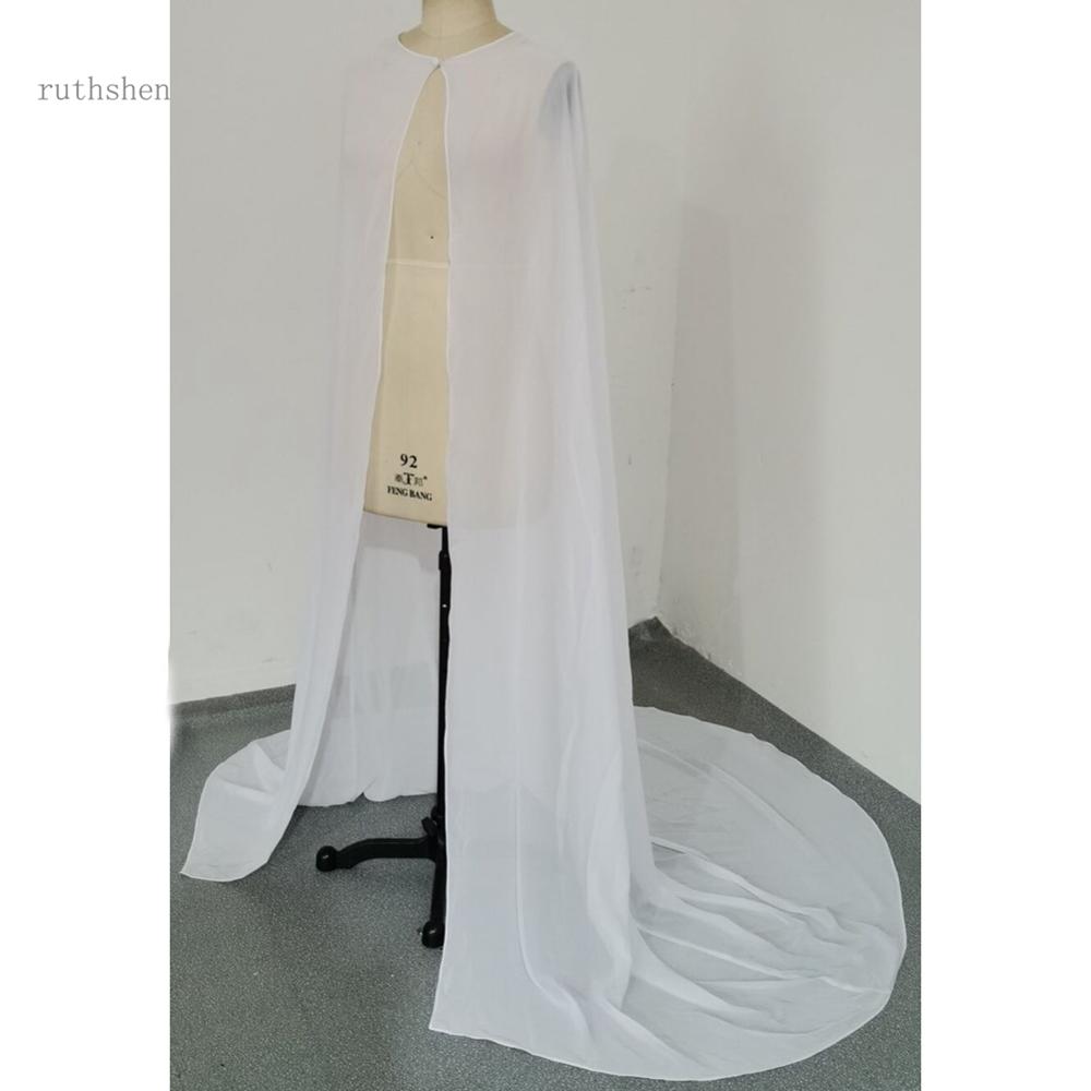 Mantello da sposa in chiffon lungo fino al pavimento, bianco avorio, bolero a giacca lunga, avvolgente da sposa fatto a mano - Bridetobe.it