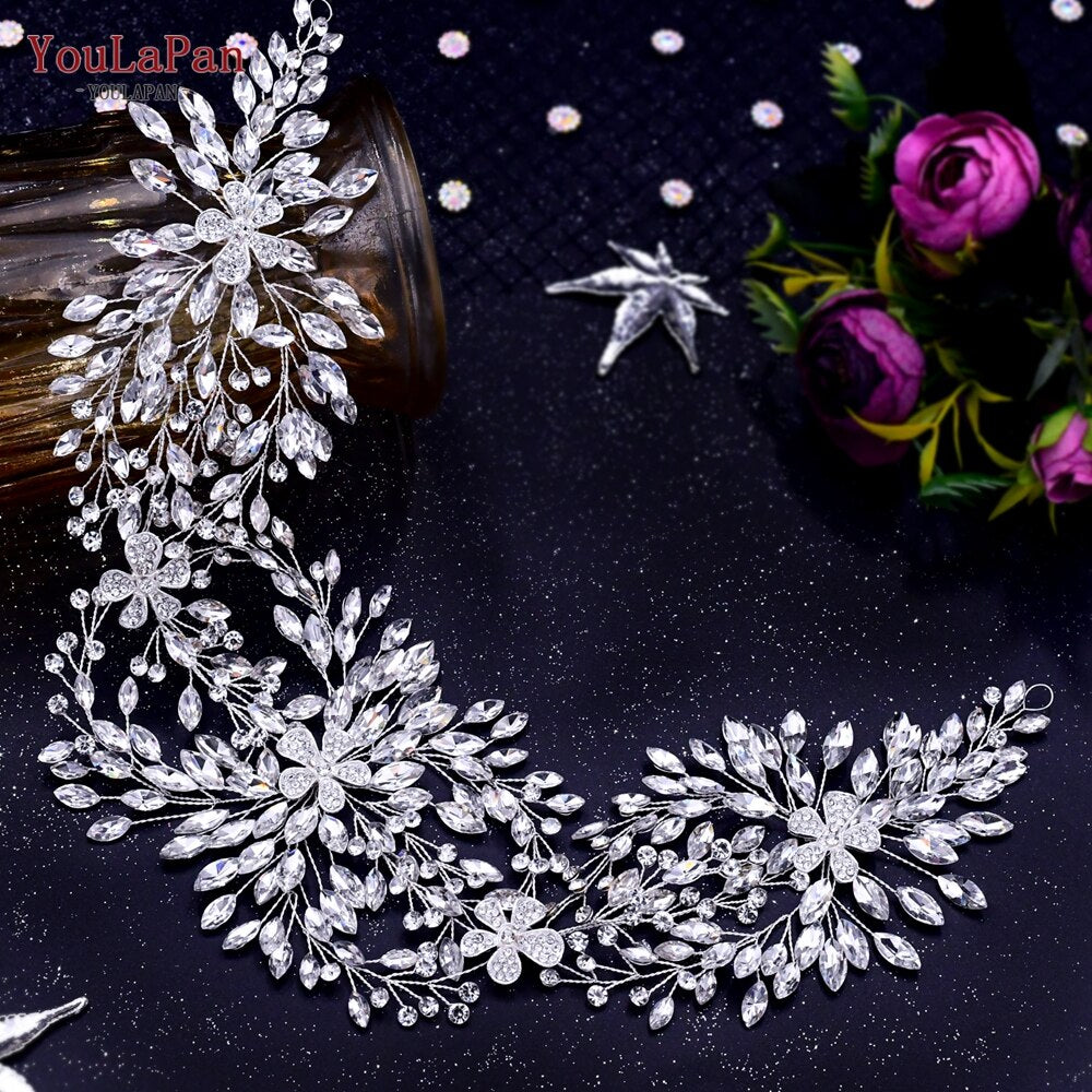 Accessori capelli sposa diadema di lusso a forma di fiore con strass fatti a mano - Bridetobe.it