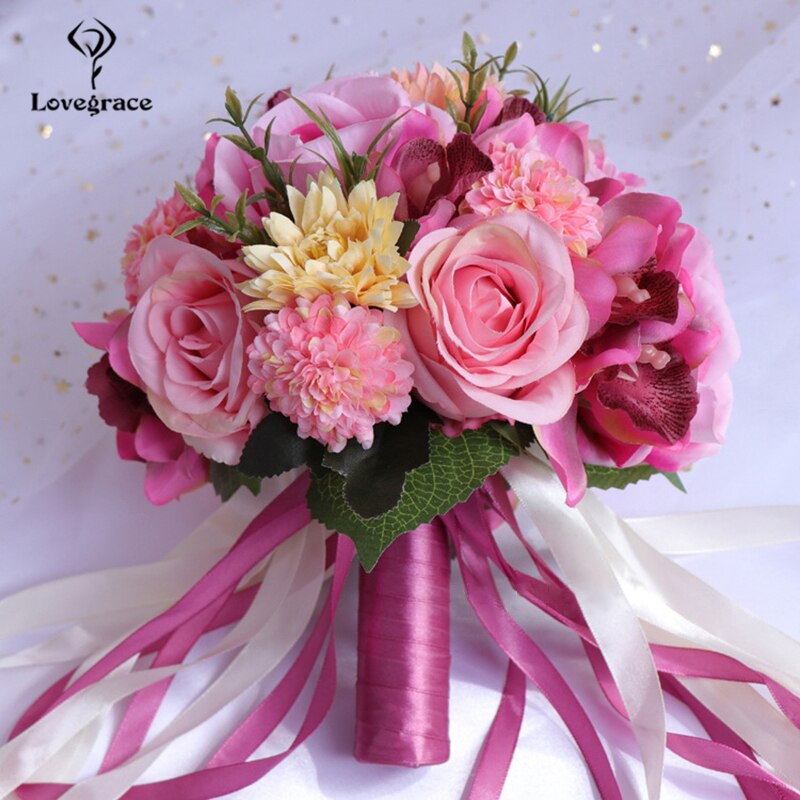 Bouquet da sposa in seta artificiale con rose, peonie, dahlia e orchidee - Bridetobe.it