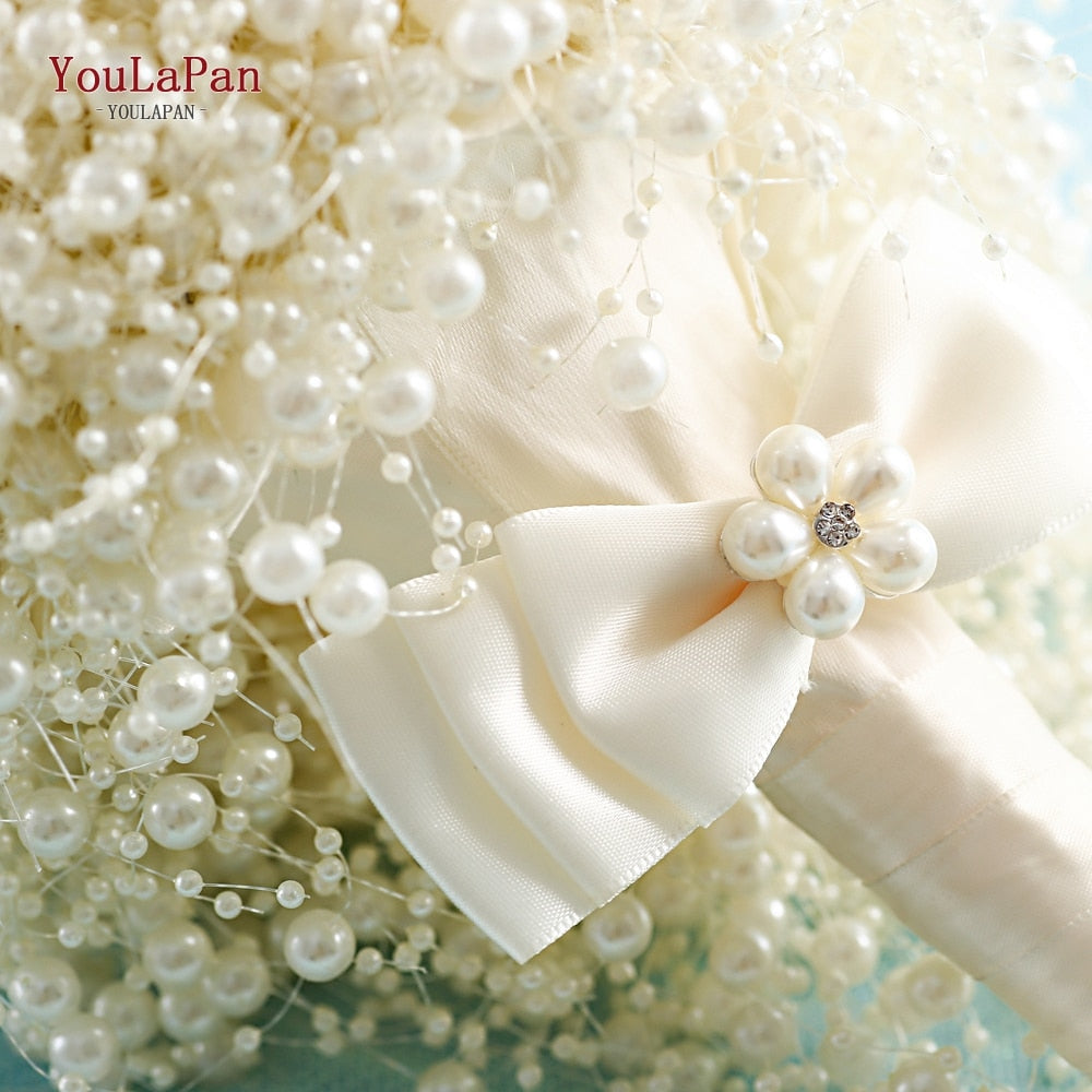 Bouquet da sposa in viscosa con strass e perle - Colore avorio e bianco - Bridetobe.it