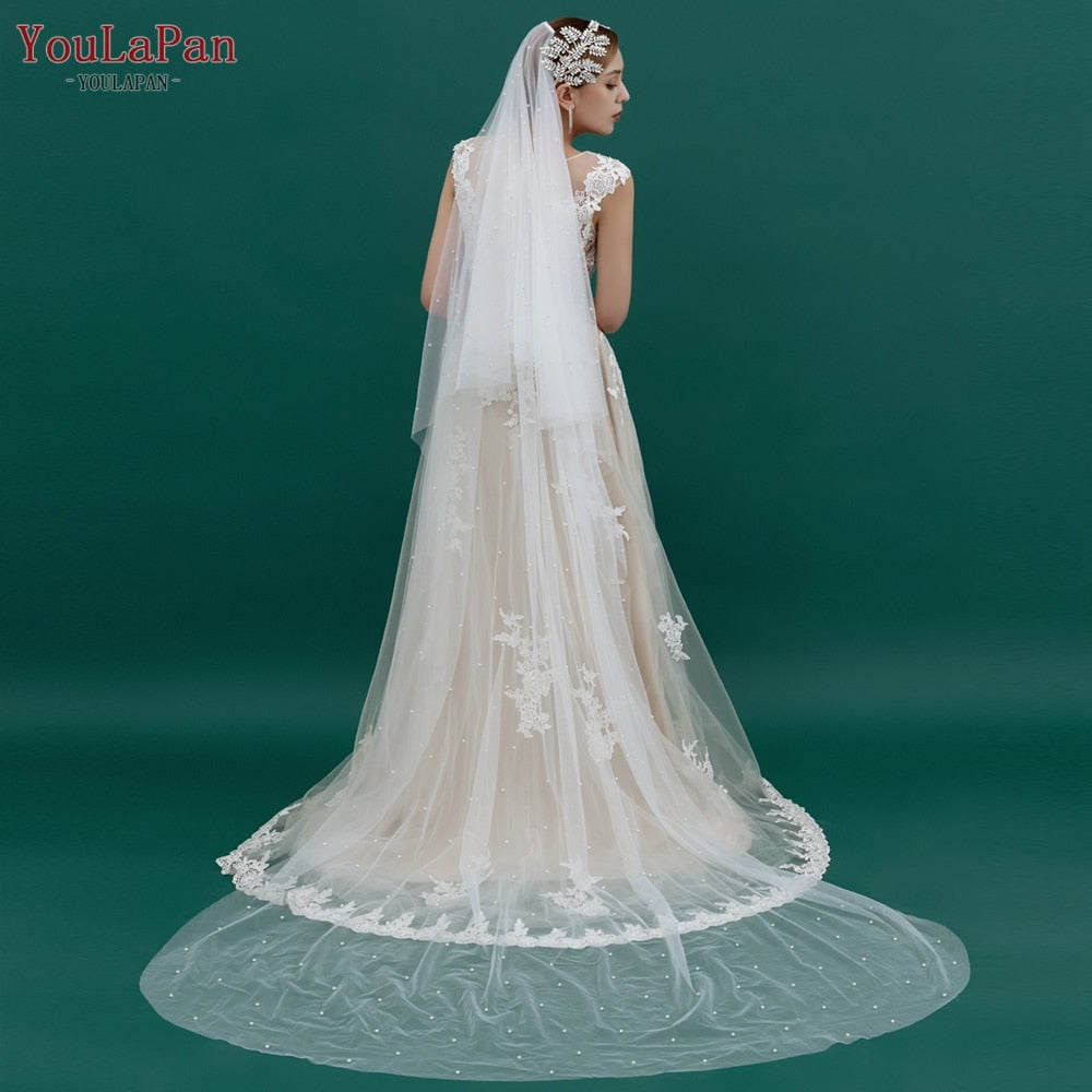 Velo da sposa con perline e pettine a copertura del viso - Accessorio per matrimonio - 2 strati di tulle morbido con perle - Bridetobe.it