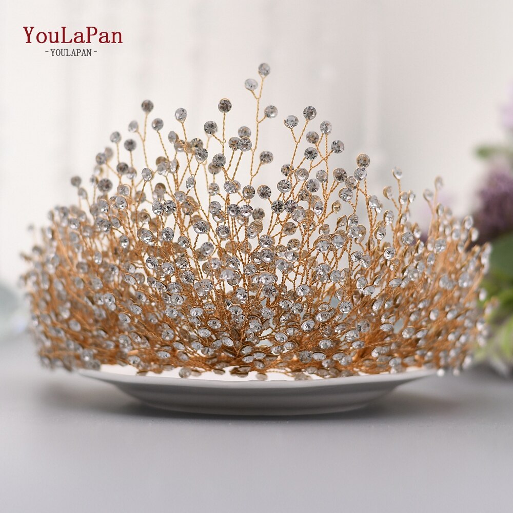 Lurrose - Diadema da sposa con strass e corona da principessa Lurrose - Diadema da sposa con strass e corona da principessa