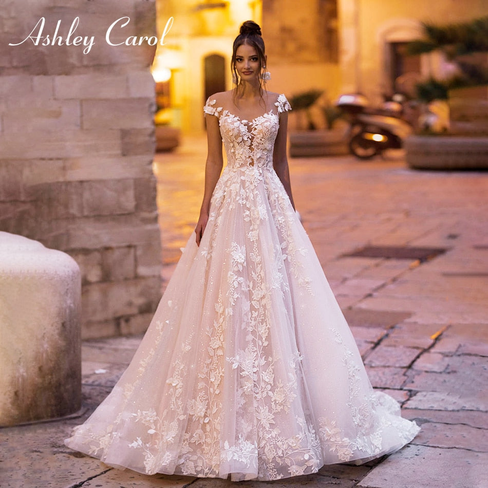 Eleganti abiti da sposa a trapezio per le donne senza schienale con applicazioni in pizzo con perline abito da sposa principessa abiti da sposa - Bridetobe.it