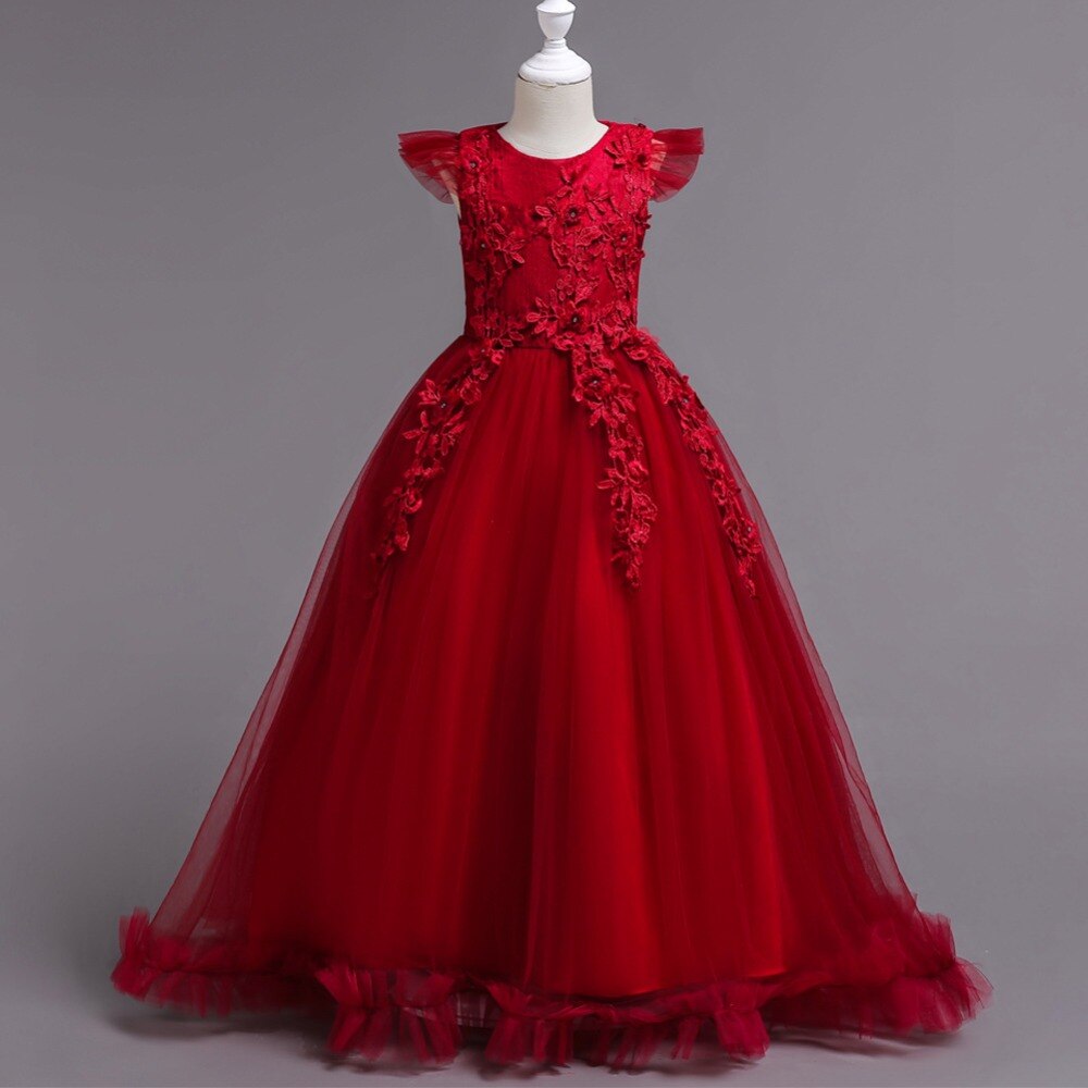 Abito Da Principessa Per Bambina FYMNSI - In Tulle Con Fiori E Farfalla, Per Matrimoni E Battesimi, 6-24 Mesi, Rosa, Con Fascia