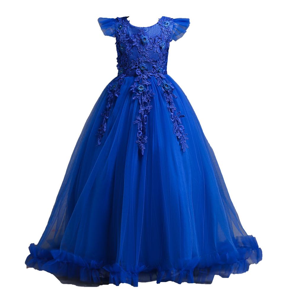 Vestito da Principessa Per Bambini Lungo in Tulle e Pizzo per Matrimoni, Feste e Cerimonie - Età 4-15 Anni - Bridetobe.it