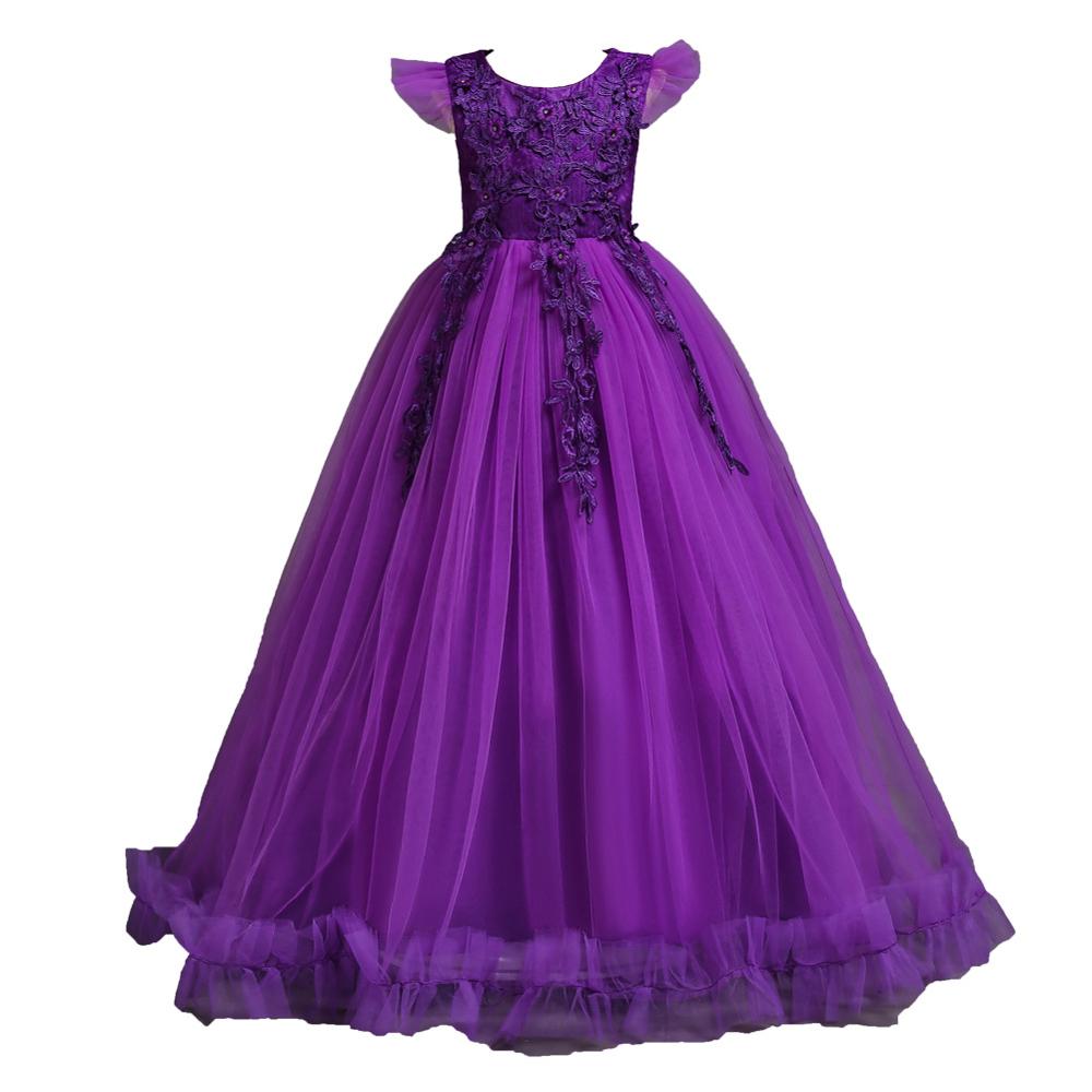 Vestito da Principessa Per Bambini Lungo in Tulle e Pizzo per Matrimoni, Feste e Cerimonie - Età 4-15 Anni - Bridetobe.it