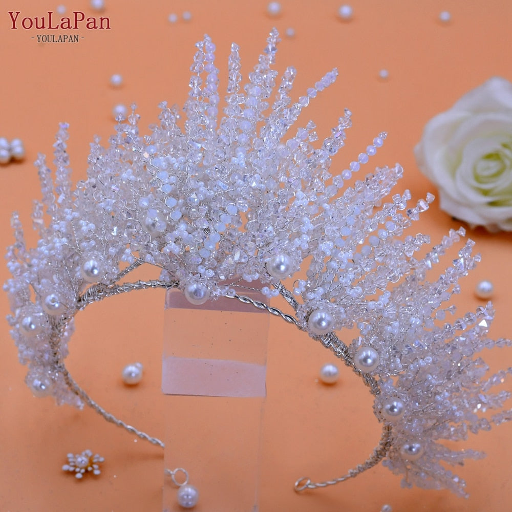 Winomo Tiara Per Capelli Con Cristalli E Strass, Cerchietto Da Sposa Argento, Lungo 41 Cm, Per Matrimonio E Festa