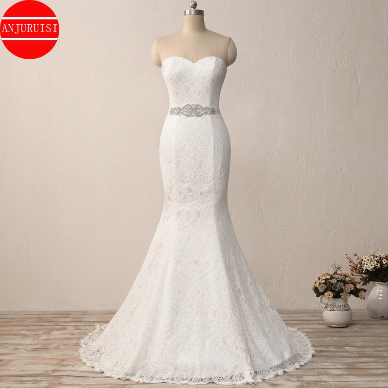 Abito da Sposa Sirena in Pizzo Bianco Elegante - Bridetobe.it