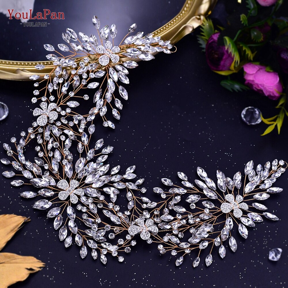 Accessori capelli sposa diadema di lusso a forma di fiore con strass fatti a mano - Bridetobe.it