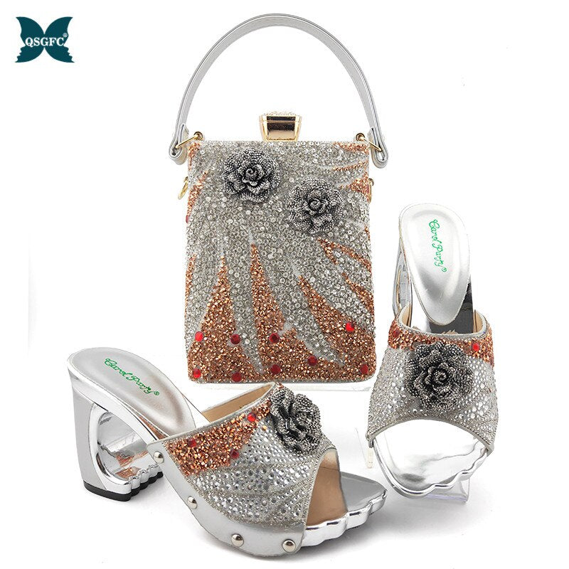 Scarpe e Borsa Set in Cristallo di Alta Qualità con Design Floreale Artigianale Italiano per Donne Sposa - Bridetobe.it