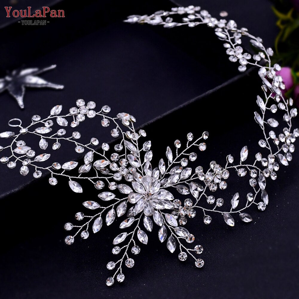 Accessori capelli sposa diadema di lusso a forma di fiore con strass fatti a mano - Bridetobe.it