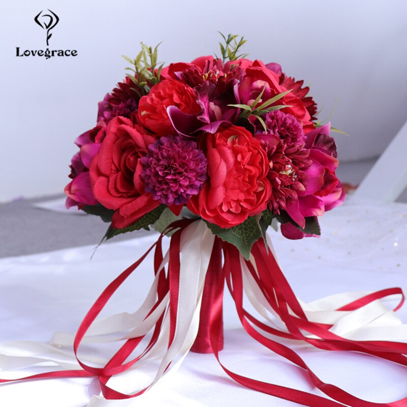 Bouquet da sposa in seta artificiale con rose, peonie, dahlia e orchidee - Bridetobe.it