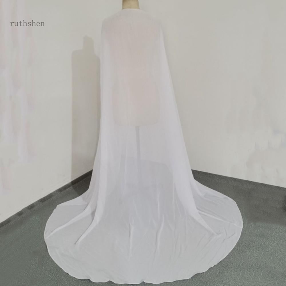 Mantello da sposa in chiffon lungo fino al pavimento, bianco avorio, bolero a giacca lunga, avvolgente da sposa fatto a mano - Bridetobe.it