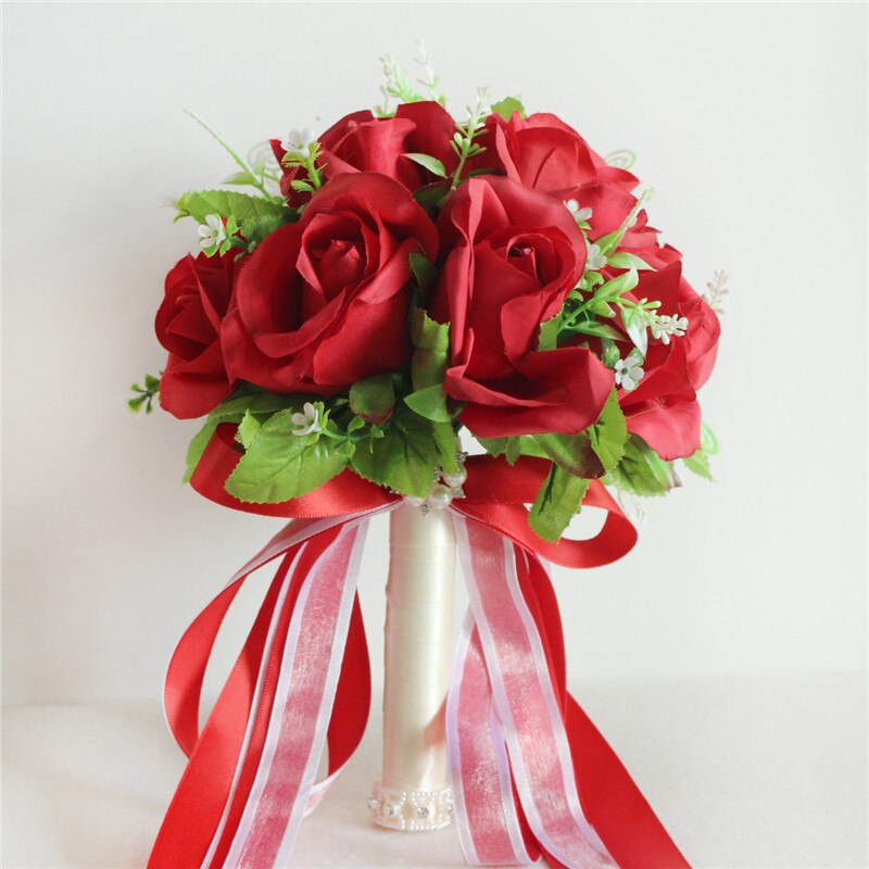 Bouquet da sposa in seta artificiale Champagne con 18 peonie e nastro di raso - Bridetobe.it