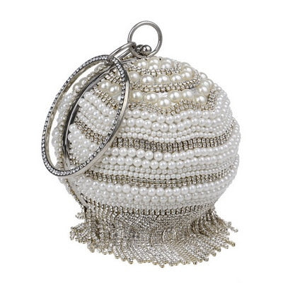 Borsa da sposa in cristallo metallico con nappina a diamante e tracolla da spalla per matrimoni e feste - Bridetobe.it