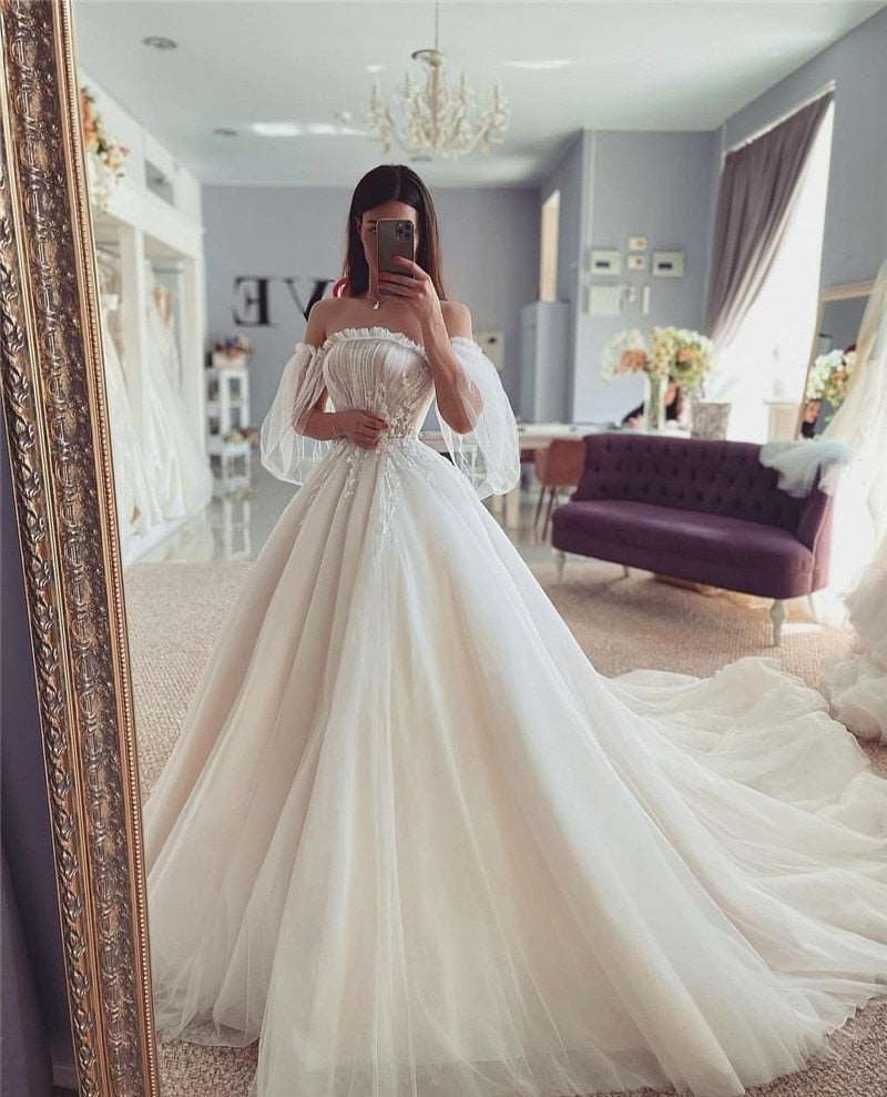 Abito Sposa Bohémien Con Pizzo - Maniche Lunghe Linea A Su Misura - Foto 7