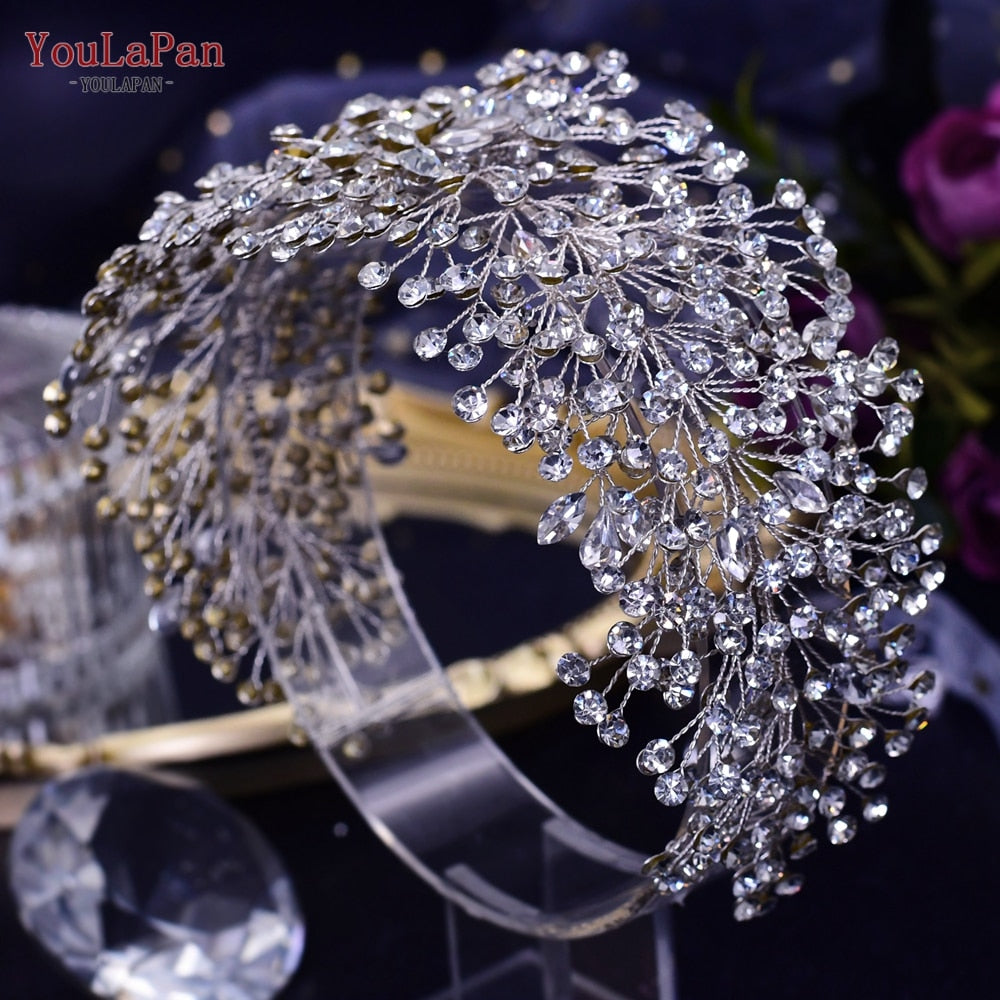 Accessori capelli sposa diadema di lusso a forma di fiore con strass fatti a mano - Bridetobe.it