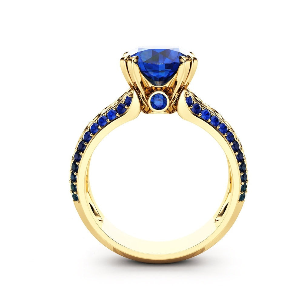 Anello di Zircon e Smeraldo Blu 14k Oro - Bridetobe.it