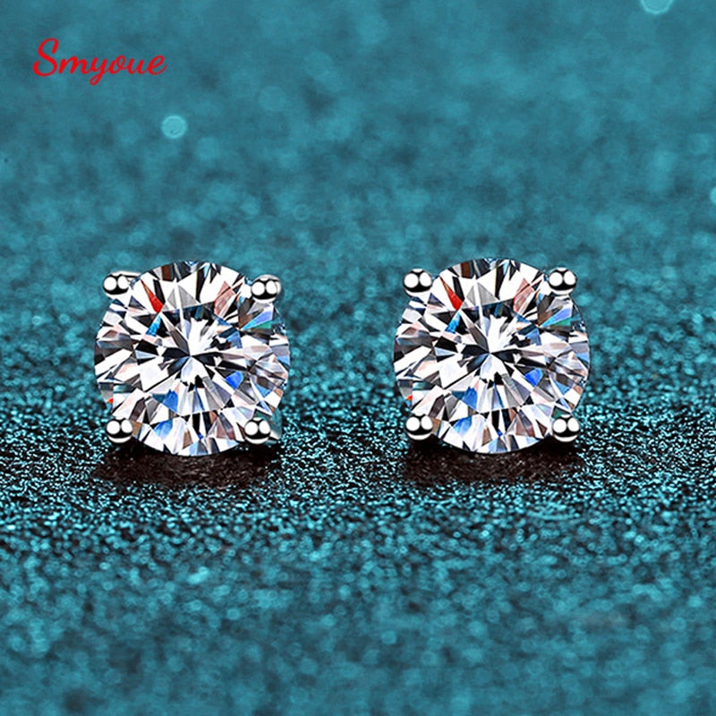 Orecchini a perno in Moissanite 100% testati per diamanti da 0,1-3CT, in argento 925 placcato in platino con certificato GRA - Bridetobe.it