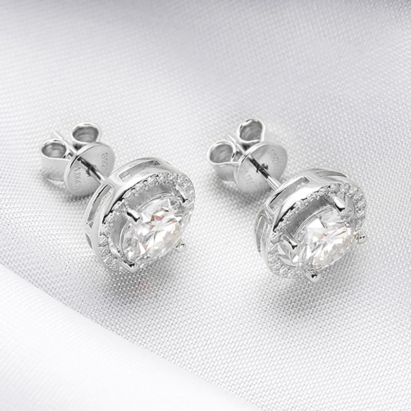 Orecchini 925 in argento Sterling 1.2ct D colore VVS1 chiarezza brillante taglio Orecchini 925 in argento Sterling 1.2ct D colore VVS1 chiarezza brillante taglio