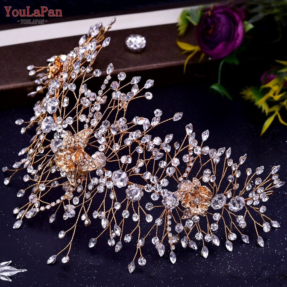 Fasce per capelli da sposa di lusso fatti a mano a forma di fiore con cristalli - Bridetobe.it