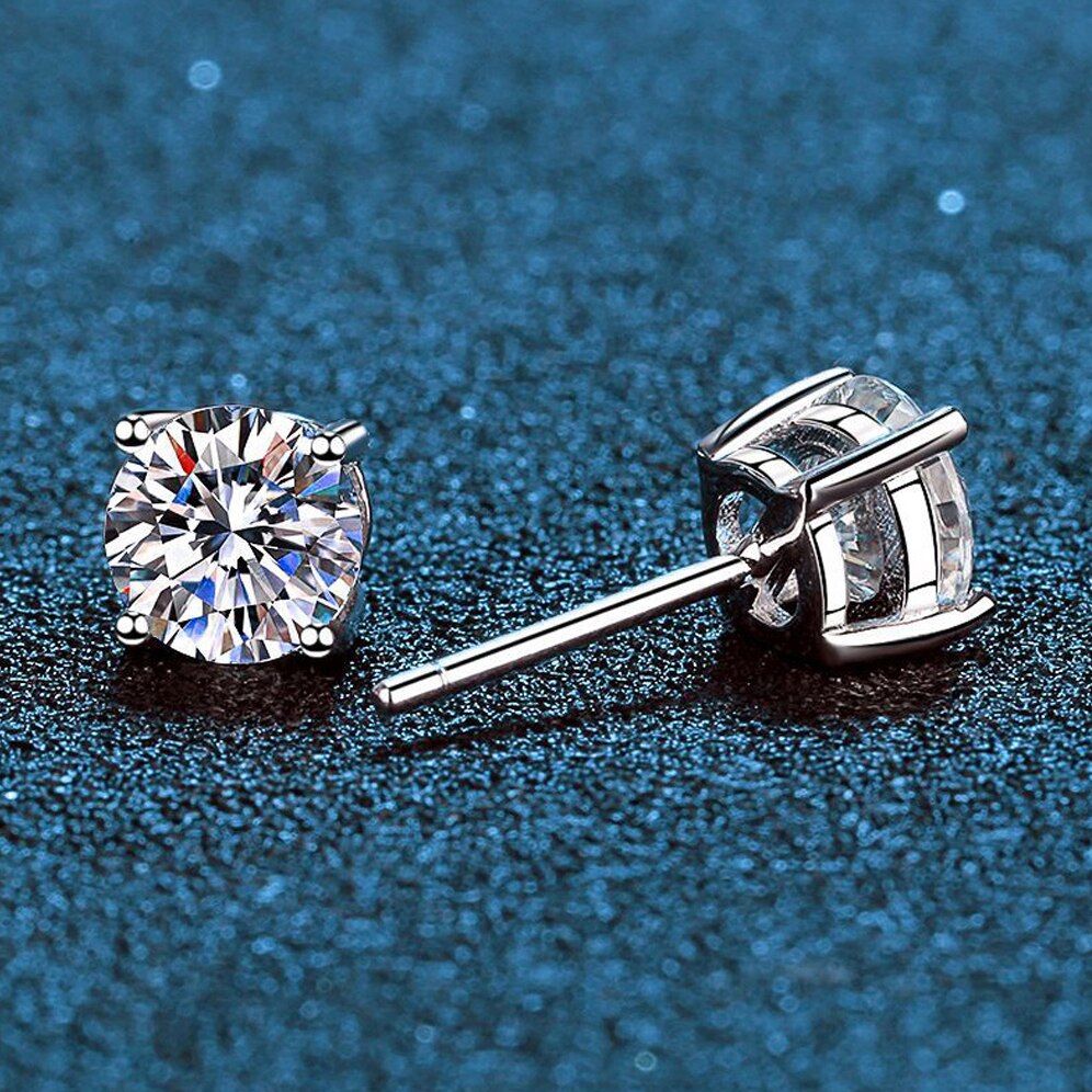 Orecchini a perno in Moissanite 100% testati per diamanti da 0,1-3CT, in argento 925 placcato in platino con certificato GRA - Bridetobe.it