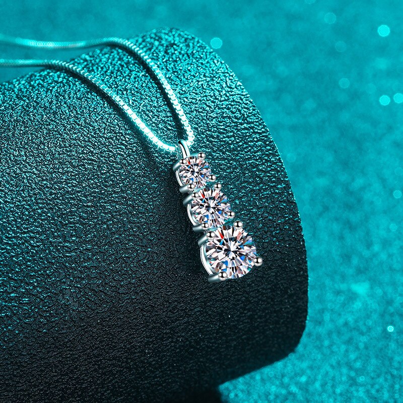 Collana in Argento Sterling 925 con Diamante Moissanite al 100% da 1,8 ct con certificato GRA - Bridetobe.it