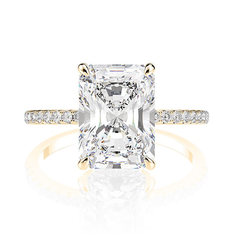 Anello di Fidanzamento Solitario Radiant Cut Moissanite 4ct S925 Sterling Silver con Certificazione GRA - Bridetobe.it