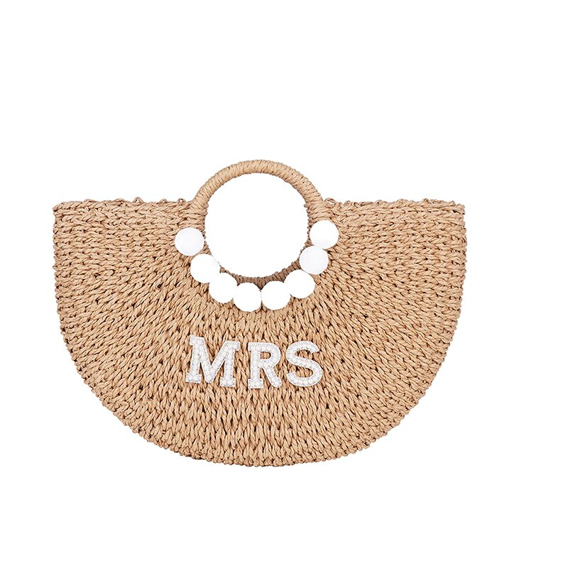 Borsa da spiaggia per la sposa Mrs - Bachelorette Party Boho Rustico in Paglia - Bridetobe.it