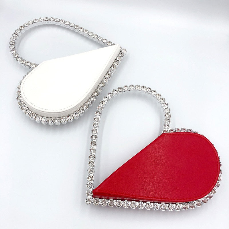 Pochette cuore diamante da sera da donna Designer Chic Borsa da cerimonia nuziale con strass - Bridetobe.it