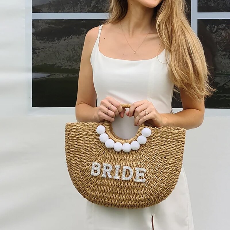 Borsa da spiaggia per la sposa Mrs - Bachelorette Party Boho Rustico in Paglia - Bridetobe.it