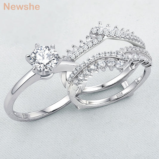 Anelli in Argento Sterling 925 per Donne - Solitario per Fidanzamento/Matrimonio con Fascia Protettiva AAAAA Zircone - Bridetobe.it