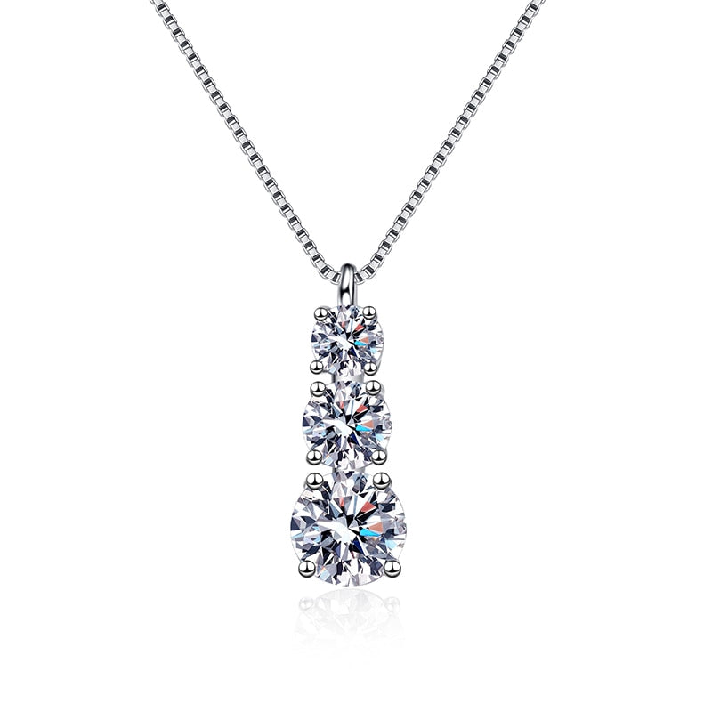 Collana in Argento Sterling 925 con Diamante Moissanite al 100% da 1,8 ct con certificato GRA - Bridetobe.it