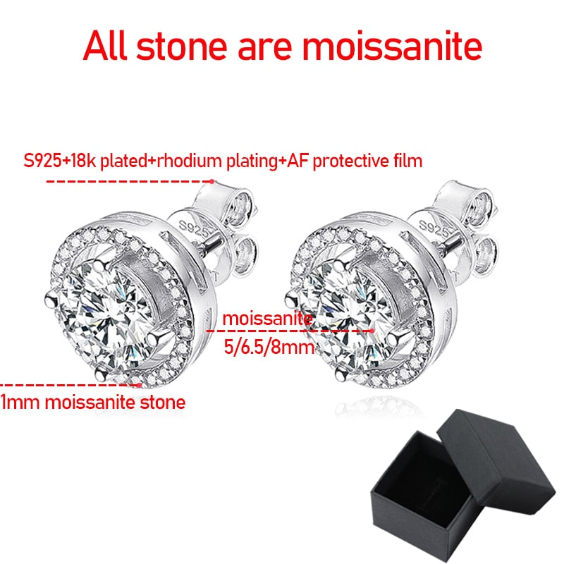 Delicati orecchini a perno in moissanite: taglio rotondo da 0,1 ct a 3 Delicati orecchini a perno in moissanite: taglio rotondo da 0,1 ct a 3