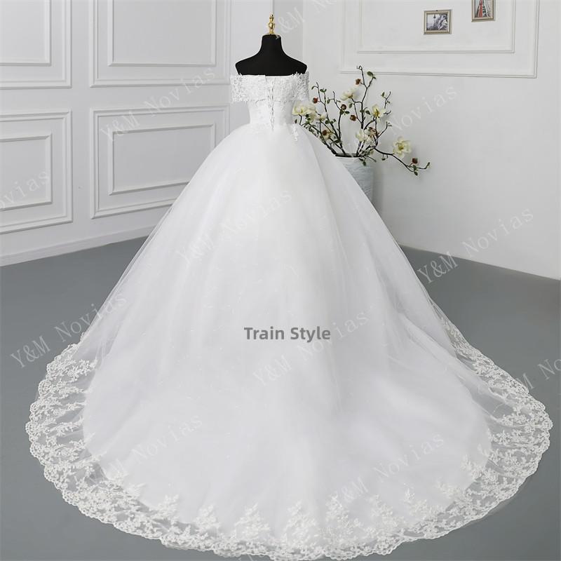 Abito da sposa in pizzo tulle a spalle scoperte con scollo a V - Bridetobe.it