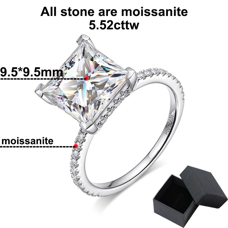 Anello di fidanzamento in argento sterling S925 con Moissanite taglio Principessa da 5,52 cttw con certificato GRA - Bridetobe.it