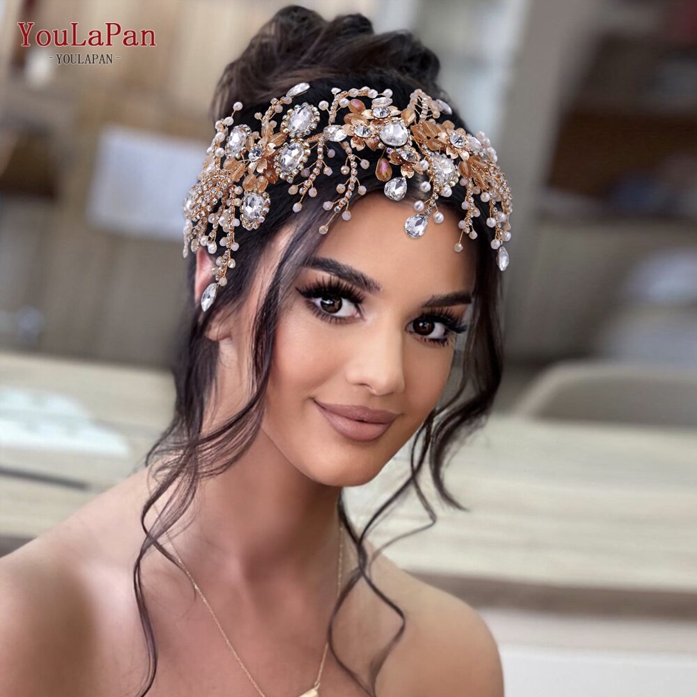 Fascia capelli sposa in strass fatti a mano a forma di grande fiore, copricapo di cristallo vuoto con zirconi per donne - Bridetobe.it