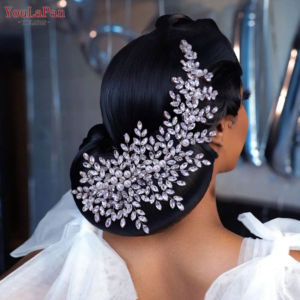 Fascia capelli sposa in strass fatti a mano a forma di grande fiore, copricapo di cristallo vuoto con zirconi per donne - Bridetobe.it